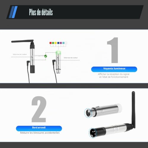 Contrôleur DMX sans fil DMX512, émetteur 8 pièces 2,4 G ISM DMX512 sans fil émetteur/récepteur, contrôleur d'éclairage LED pour lumières de scène à tête mobile et bars – vue 7