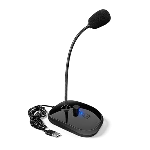 Image of ZORBES Desktop Condenser Gooseneck Microphone, USB Desktop Gaming Microphone with Swith, 360 Sound Pickup, Flexible Arm, Recording Mic Compatible with 3.5mm Earphone, Real-time Earphone Monitoring