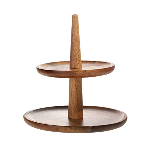 TOPBATHY Rustic Wood Two Tiered Tray Farmhouse 2 Tier Serving Tray for Coffee Bar Kitchen Counter Dining Room Table Cupcake Stand