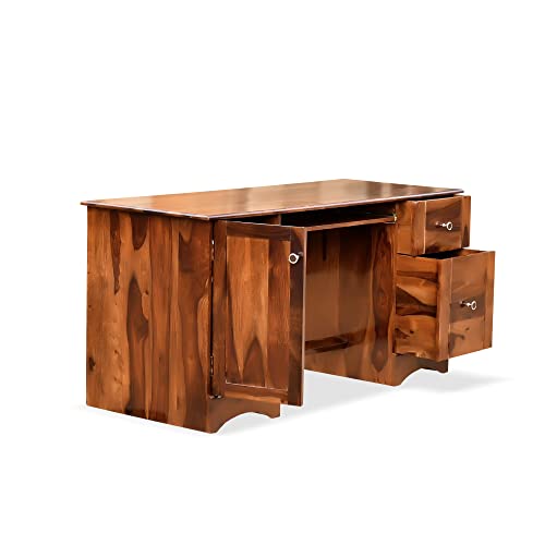 Image of Solid Sheesham Wood Study Table for Adults | Computer Table for Home | Wooden Writing Desk | Office Table for Office Work | Work from Home Table with 2 Drawers (7)