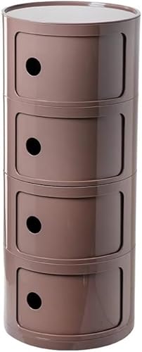 Unidad de almacenamiento redonda de plástico totalmente montada, contenedor versátil con cajones para dormitorio, baño, sala de estar y cocina, ideal para estantes de esquina de papel higiénico