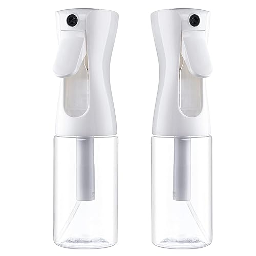 HAOERMEI Continuous Spray Bottle for Hair 10 Oz(300ml) - 2 Pack Empty Ultra Fine Plastic Water Mist Sprayer for Hairstyling, Salons, Cleaning, Essential Oil Scents,Plants