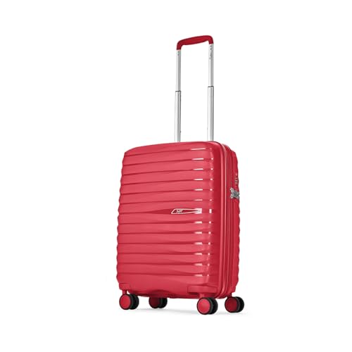 Image of Skybags Cabin Polypropylene Float Max Trolley Bag - Small, 55cms | Premium Hard-Sided Luggage for Travel with Smooth 8 Wheels Double Spinner & Flushed TSA Lock - Red