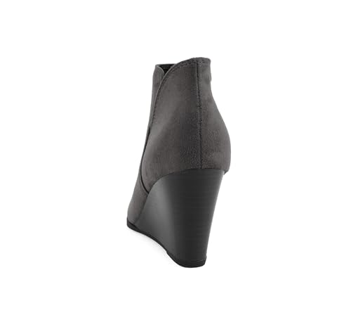Image of Soda Ability - Mid Ankle Bootie w /Split Shaft and Zipper Stacked Wedge Heel