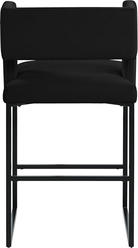 Meridian Furniture Caleb Collection Modern Butaco con Respaldo Cuadrado Único y Patas de Hierro Estables, Set de 2 Terciopelo Negro, 19.5" Ancho x 20.5" Profundidad x 36" Alto miniatura 4