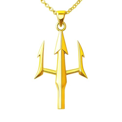 Poseidon Trident Pendant Gold,925 Sterling Silver Poseidon Trident Necklace, Greek God Necklace, Trident Pendant