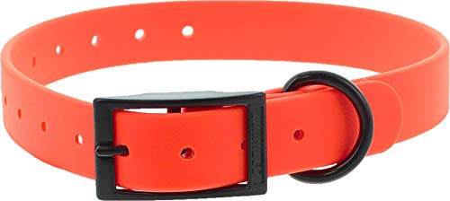 CANIHUNT Collier Chien CTECH Boucle Double - 6 Coloris - 2 largeurs, 3.8mm d'épaisseur, matière en polychlorure de Vinyle, Marque Française (2.5 x 0.4 x 60cm, Orange)
