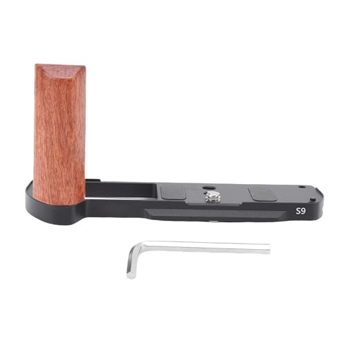 Cuifati Lumix S9カメラ対応ハンドグリップ、L字型マウントプレート内蔵クイックリリースプレート、QRボード付き木製アルミ合金L字型ハンドグリップ、1/4インチネジ穴 (黒)