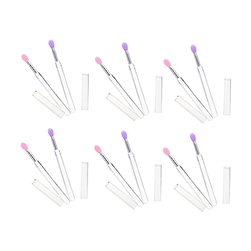 NULYLU 6pcs Silicone Lip Mask Brush Set Colorful Eyeshadow Applicators with Pink Purple Tips Comfortable Material for Makeup Use