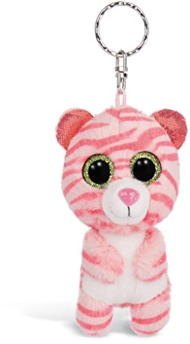 Preisvergleich Produktbild NICI 46311 Glubschis Tiger Fula 9cm Schlüsselanhänger, Plüschtieranhänger mit Schlüsselring, Stofftierschlüsselhalter, pink / weiß