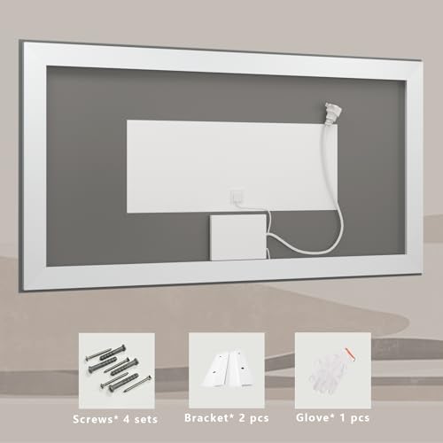 Image of 55x36 Large LED Mirror for Bathroom, Lighted Vanity Mirror for Wall, Dimmable, Anti-Fog, Shatter-Proof, ETL Listed (Front Lights + Backlit)