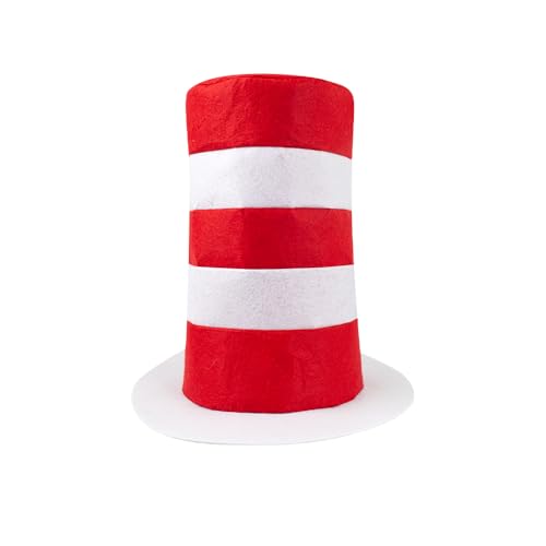 Xiqupjs Cat Costume Set Red and White Striped Top Hat Bow Tie White Gloves Black Tail One Size Fit Most (One Top Hat)
