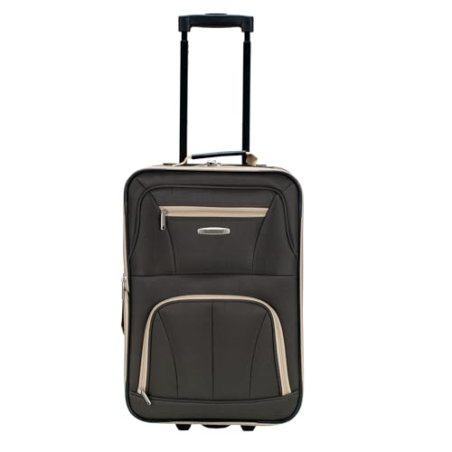 Image of Rockland Fashion Softside Upright Luggage Set,'Expandable,Lightweight,Telescopic Handle,Wheel, Brown, 2-Piece (14 /19)