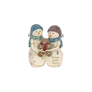 Pavilion gift company baking spirits bright 45 hand painted resin the birchhearts collectible double snowman figurine decorative holiday christmas decor statue  urban country home decor