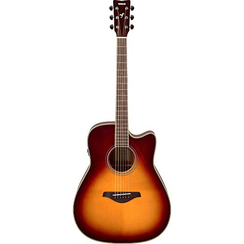 Image of Yamaha FGC-TA Dreadnought Cutaway Transacoustic Guitar w / Chorus and Reverb, Brown Sunburst | Built-in Transacoustic Reverb and Chorus, Solid Spruce Top, Mahogany Back and Sides, Srt Piezo Pickup