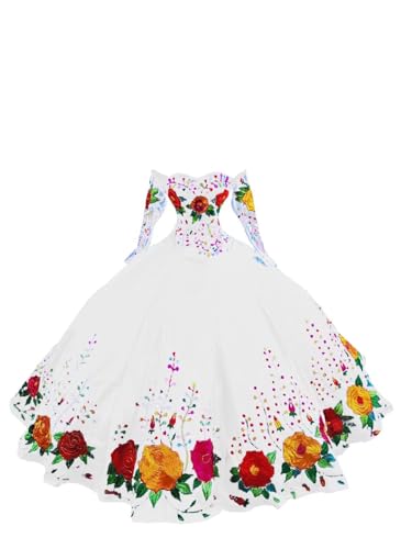 Off Shoulder Long Sleeves Mexcian Embroidered Quinceanera Dresses Charro Ball Gowns Wedding 2025