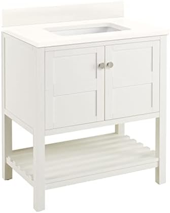 Signature Hardware 463858 Olsen 30" Free Standing Single Vanity Cabinet Set with Wood Cabinet, Vanity Top and Rectangular Undermount Sink - No Faucet Holes