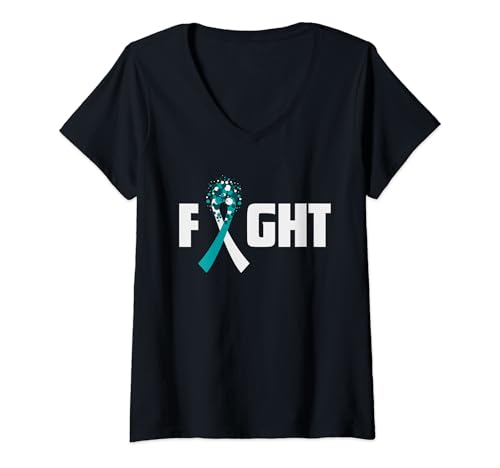 Mujer Lucha contra el cáncer de ovario concienciación sobre el sobreviviente cinta de regalo Camiseta Cuello V