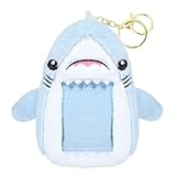 NEWEST Shark Plush Kpop Photocard Holder with Keychain, Cute Shark ID Badge Holder Protector Cover, Soft Cartoon Sea Creature Photo Case Sleeves Stationery for Idol ID Card Student Worker Bag Charm