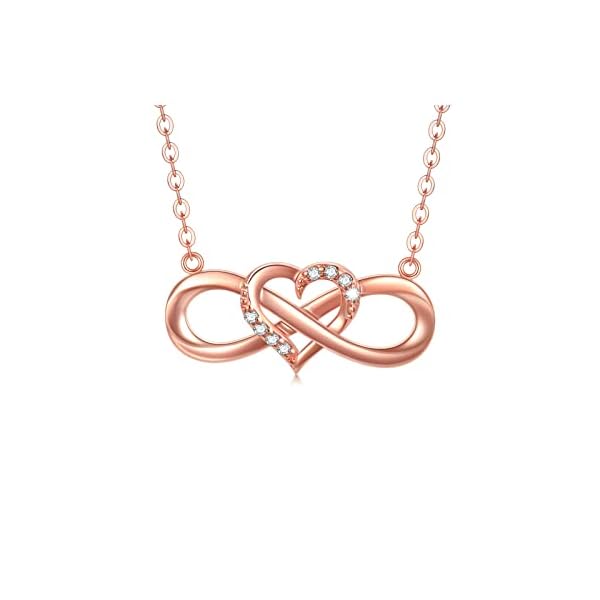 14K Solid Gold Heart Infinity Pendant Necklace for Women, Real Gold Love Jewelry Anniversary Birthday Gifts for Her, Wife, Mom, Girlfriend, 18inch
