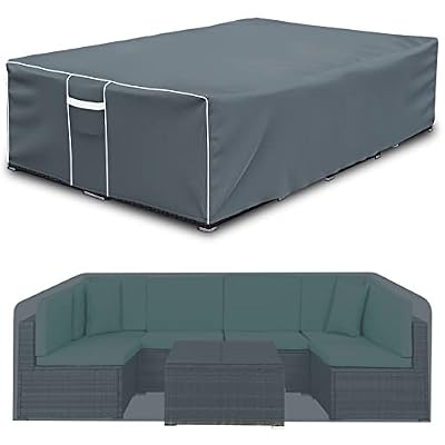 Gasadar Outdoor Furniture Cover Waterproof, Square Patio Sectional Cover,126"x126"x28", 600D Heavy Duty, Grey