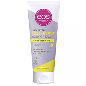 eos Shea Better Body Cream - Vanilla Cashmere Natural Body Lotion and Skin Care 24 Hour Hydration with Shea Butter & Oil 8 oz 1 Pack