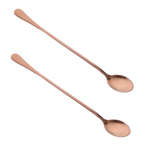 SOLUSTRE 2pcs Long Handle Ice Spoon Stainless Steel Bar Stirrer Coffee Ice Cream Afternoon Teaspoon For Coffee Tea Cocktails Bar Accessories