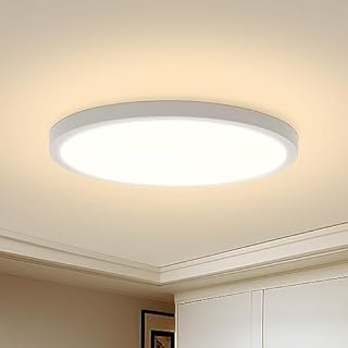 Yafido lampa sufitowa LED, ultra cienka, 18 W, 1620 lm, panel LED 3000 K, ciepła biel, okrągła lampa sufitowa do salonu, sypialni, korytarza, biura, kuchni, na balkon i do jadalni, bez możliwości ściemniania, Ø 18 c