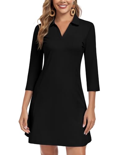 Soneven Women's 3/4 Sleeve Dress with Pockets UPF 50+ Sun Dress Breathable Quick Dry Beach Cover Ups4