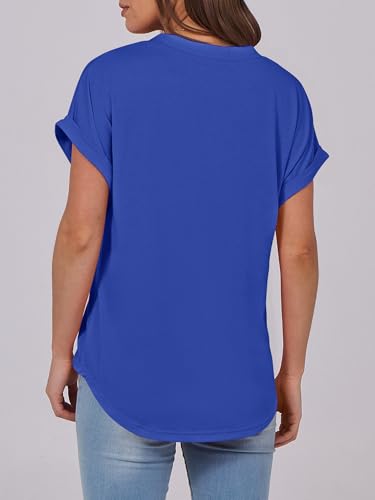 Image of ANRABESS Womens Short Sleeve Henley Tops V Neck Dressy Casual Blouses Summer Trendy Tee Shirts 2026 Vacation Fashion Clothes