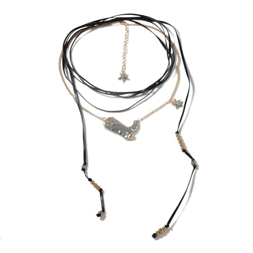 Bijoux de style gothique personnalisé avec long collier chaîne multicouche