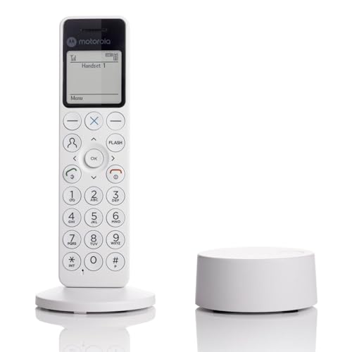 Motorola Voice Téléphone numérique sans fil DECT DOT4 avec répondeur, verrouillage d'appel, kit mains libres, écran rétroéclairé et répertoire 200 contacts