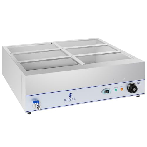 Royal Catering RCBM-6W-2000 Bain Marie Wasserbad Speisenwärmer Bain Marie Behälter (2.000 Watt, 6 x GN-Behälter, Ablasshahn, Edelstahl, LCD-Display) – Bild 5