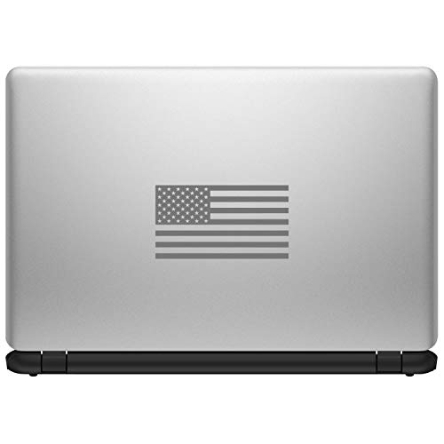 Image of American US Flag [Pick Color /Size] Vinyl Decal Sticker for Laptop /Car /Truck /Window /Bumper (7.5in x 4.2in, Matte Gray)
