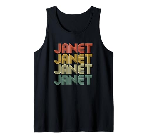 Janet Retro Personalized First Name 1970s Vintage Tank Top