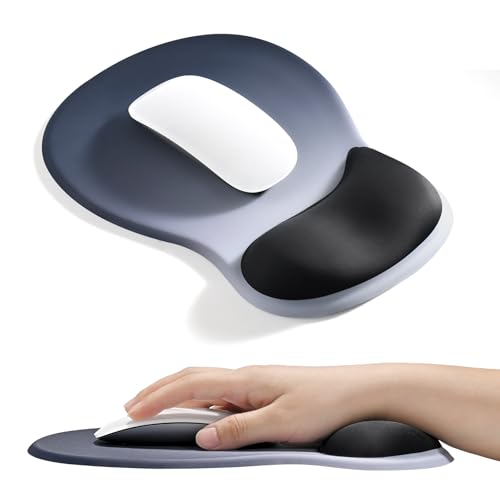 Image of EooCoo Ergonomic Mouse Pad with Gel Wrist Rest Support Middle Concave Design, Relieve Wrist Pain Mousepad, Non-Slip Base for Laptop, Computer, Office Desk Accessories, Carpal Tunnel Syndrome