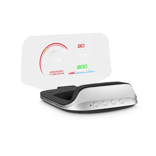 AZIJYV Heads Up Display for Cars C3, Obd2 Gauge Display with Speed, Water Temperature, Fuel...