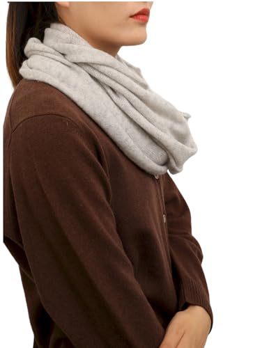 Prettystern XL 100% Kaschmir-Wolle winter Loop-Schal Cashmere Strick-Schal Rund-Halstuch Damen Herren Schlauch-Schal hell-grau