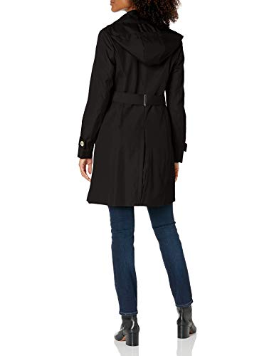 Calvin Klein Women's Single Breasted Belted Rain Jacket with Removable Hood2
