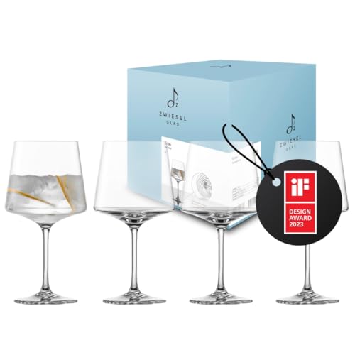 Zwiesel Glas Gin Tonic Glas Echo (4-er Set), bauchige Longdrinkgläser für Gin Tonic, spülmaschinenfeste Tritan-Kristallgläser, Made in Germany (Art.-Nr. 123385)
