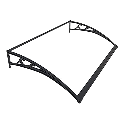 QIANDA Vordach Haustür Überdachung, Polycarbonat Pultvordach UV-Schutz Regenbeständig Zum Haustür Traufe Eingang Schutz, Farbe Und Größe (Farbe : Black+Clear, Größe : 300cmX60cm) Cover