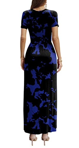 Image of CATHY Maxi Dresses for Women Short Sleeve V-Neck Casual Long Summer Wrap Dress with Pockets