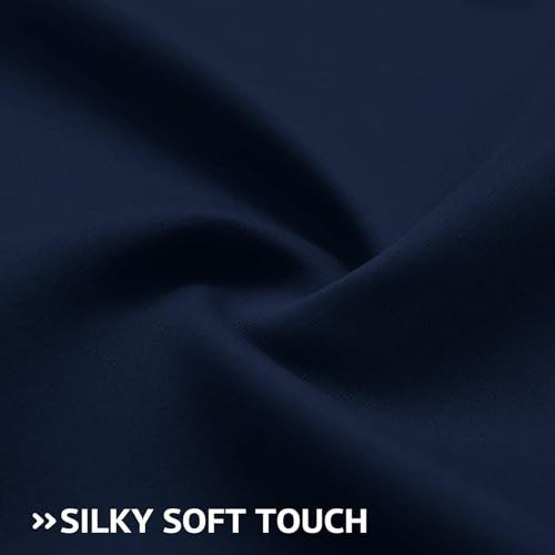 Image of COSVIYA Grommet Room Darkening Navy Blue Curtains 36 inch Long for Bedroom | Light Blocking Insulated Thermal Curtains for Living Room, Blackout Thick Polyester Window Drapes,52x36 inches, 2 Panels