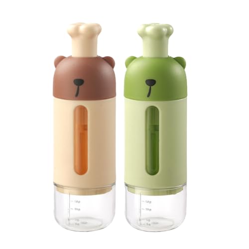Vantico Bear-Shaped Yeast Dispenser, 50g Capacity, Pre-Measured Kitchen Tool with Visible Content Level, One-Hand Operation, Brown and Green, 2 Pack
