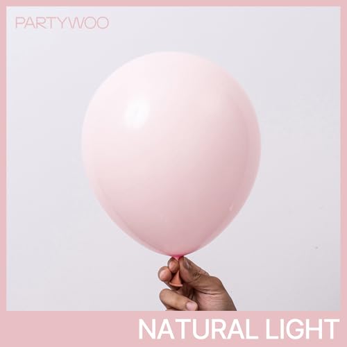 Image of PartyWoo Pale Pink Balloons 100pcs 12 Inch Light Pastel Baby Pink Latex Helium Balloons for Birthday Engagement Bachelorette Baby Shower Easter Princess Butterfly Theme Party Decorations Pink-Q01