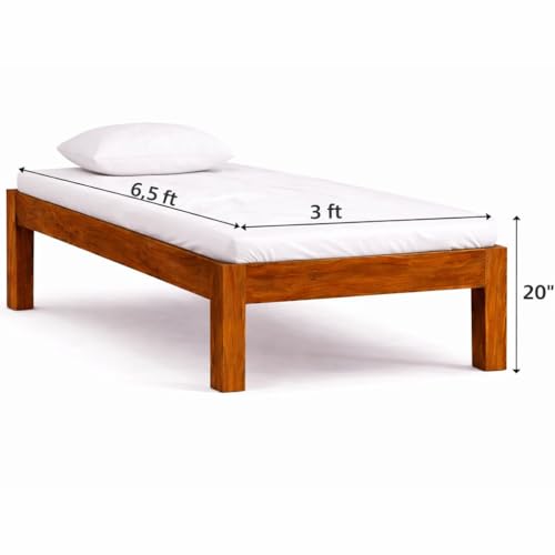 Image of Wudniture Solid Sheesham Wood Single Bed I Sheesham Wood Single Size Bed - Dark Brown