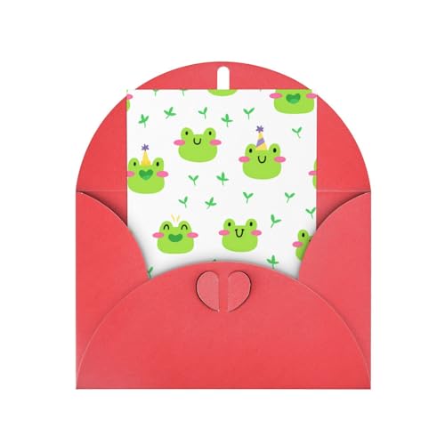かわいい カエル 誕生日グリーティングカード 記念日お祝いプリントカード Red