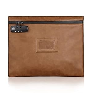 Notary Bag with Lock, 13.6 x 10 Inches Heavy Duty Notary Supply Bag for All Journal, Stamp, Embosser, Ink Pad and Valuables Storage Pouch (Brown, L)
