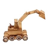 Handwerkskunst: mit präzision zeigt dieses holzbaggermodell außergewöhnliche qualität und liebe zum detail in jeder hinsicht, -baufahrzeuge, spielzeugbagger