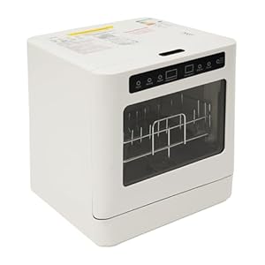 HUOMMGS Mini Geschirrspüler 6-8 Maßgedecke Tischspülmaschine 800W Tischgeschirrspüler mit 4 Reinigungsmodi Tischplatte Spülmaschine mit LED Anzeige Camping Spülmaschine für Schlafsäle, Wohnmobile